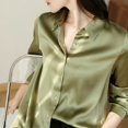 thumbnail image 6 of Summer Tops, Women Blouses, Women's Silk Satin Blouse Button Down Long Sleeve Casual Loose Fit Work Top for Comfort and, 6 of 6