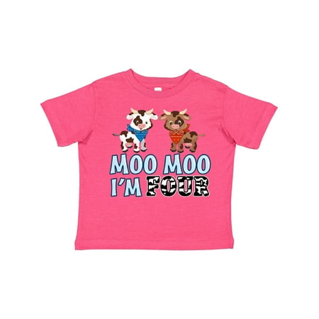 

Inktastic Moo Moo I m 4 with Cute Holstein Cows Gift Toddler Boy or Toddler Girl T-Shirt