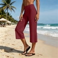 thumbnail image 2 of EOYWHK Capri Leggings for Women High Waisted Stretchy Cropped Yoga Capris Soft Stretch Tummy Control Leggings Red XL, 2 of 6