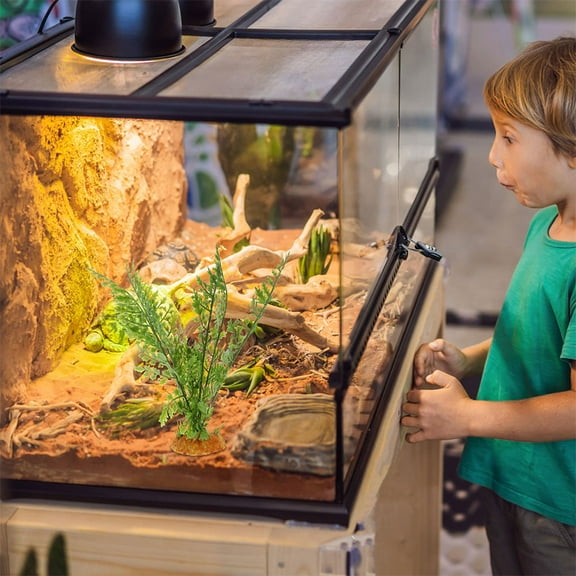 PAMINGONO Green Plastic Artificial Plants for Reptile Habitat Decor and Landscaping