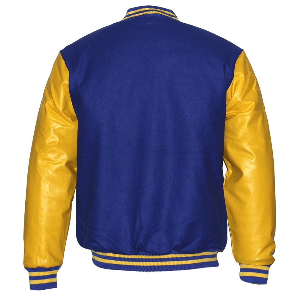 Maximos Men s LMJ Snap Button Front Classic Varsity Jacket Royal Blue Yellow M Walmart