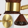 thumbnail image 6 of JONATHAN Y Zoey 10" 1-Light Mid-Century Vintage Retro Rattan/Metal LED Sconce with Adjustable Shade, Dark Brown/Brass Gold, 6 of 11