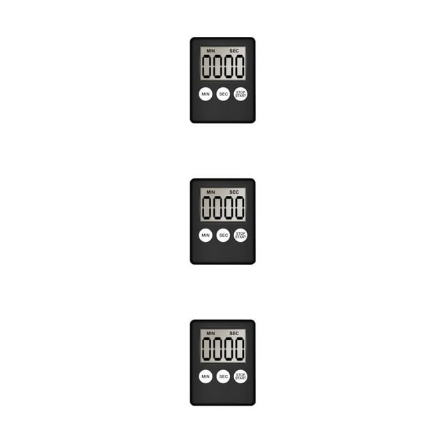 fastboy Kitchen Timer Cooking Baking LCD Digital Electronic Timing Alarm Sports Gym Portable Battery Operated Household BBQ Black 3Set