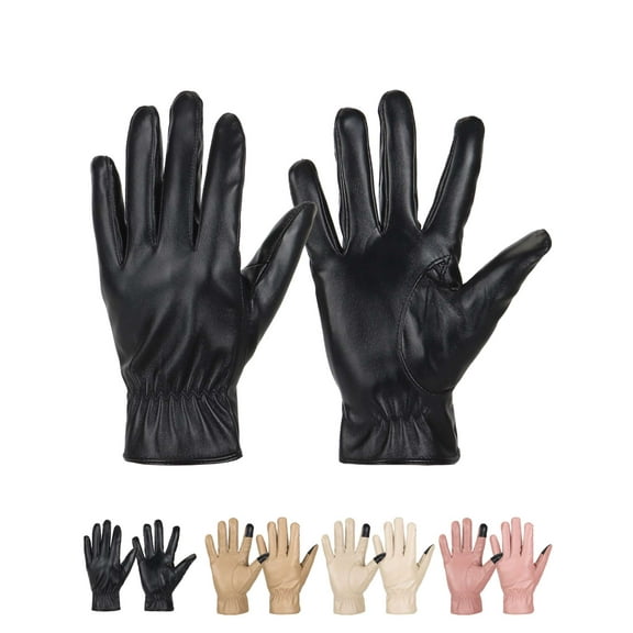 Deago Women Winter Gloves with Touchscreen Fingers PU Leather Fleece Lined Driving Gloves Warm Thermal Waterproof Windproof Gloves - Black