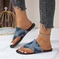 thumbnail image 6 of Wovix Summer Slipper For Women Plaid Denim Flat Sandals Vintage Raw Trim Open Toe Non Slip Jean Slide Thong Sandals Indoor Outdoor Shoes Blue 37, 6 of 8