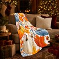 thumbnail image 3 of Autumn Harvest Pumpkin Watercolor Pumpkin Maple Leaf Design, Cozy Friendship Quote Scene, Warm Flannel Blanket for Living Room and Reading Nook, Art Lovers Thanksgiving Gift, Artistic Home Decor, 3 of 9