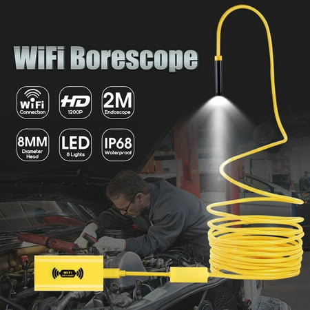 5M/2M 8 LED Wireless Endoscope WiFi Borescope Inspection Waterproof 1200P Ultra-HD Camera for iPhone &