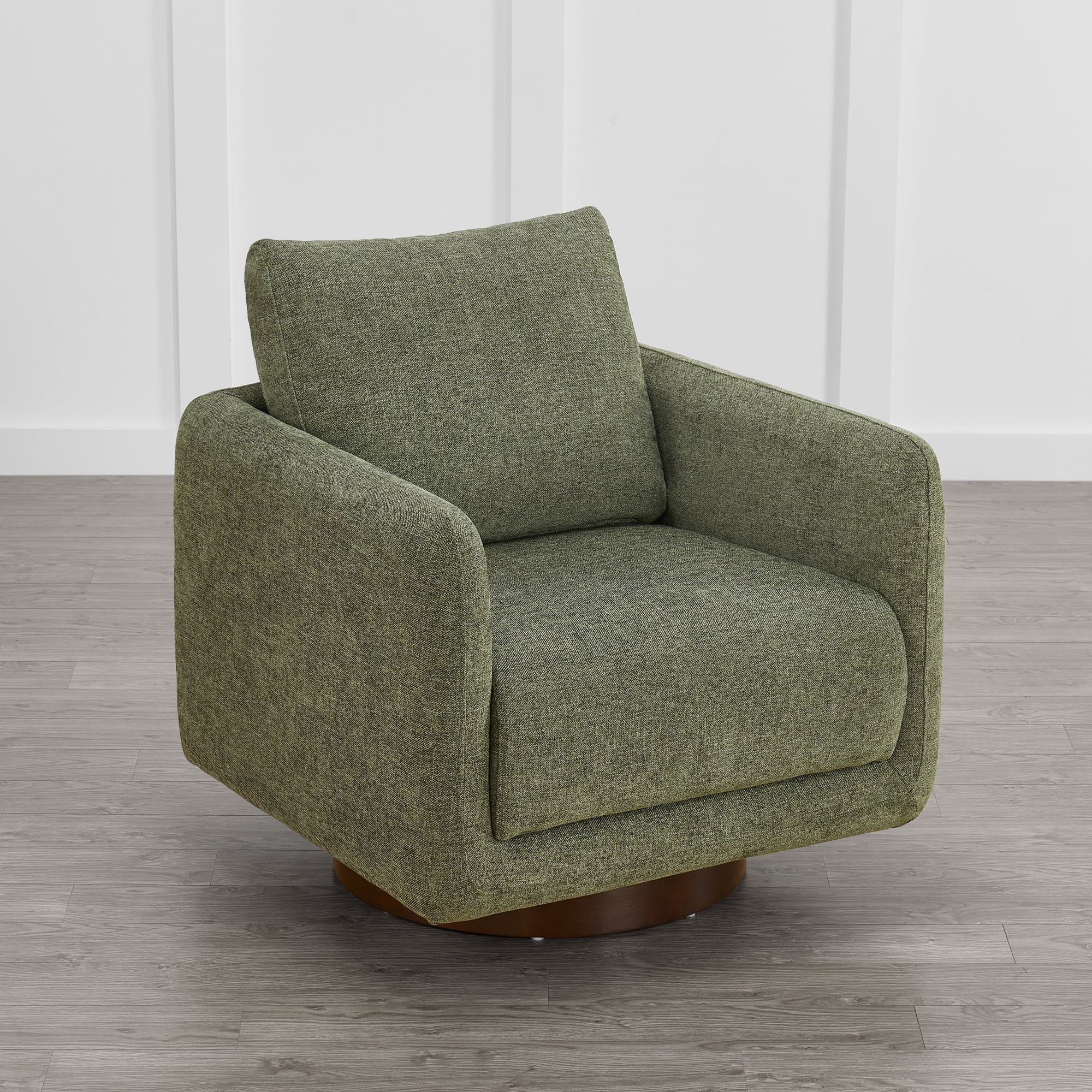 Spruce & Spring Upholstered Swivel Accent Chair with Back Cushion Single, Moss Green