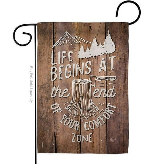 Ornament Collection G191100-BO 13 x 18.5 in. End of your Comfort Zone Sweet Life Inspirational Double-Sided Decorative Vertical Garden Flags - House Decoration Banner Yard Gift