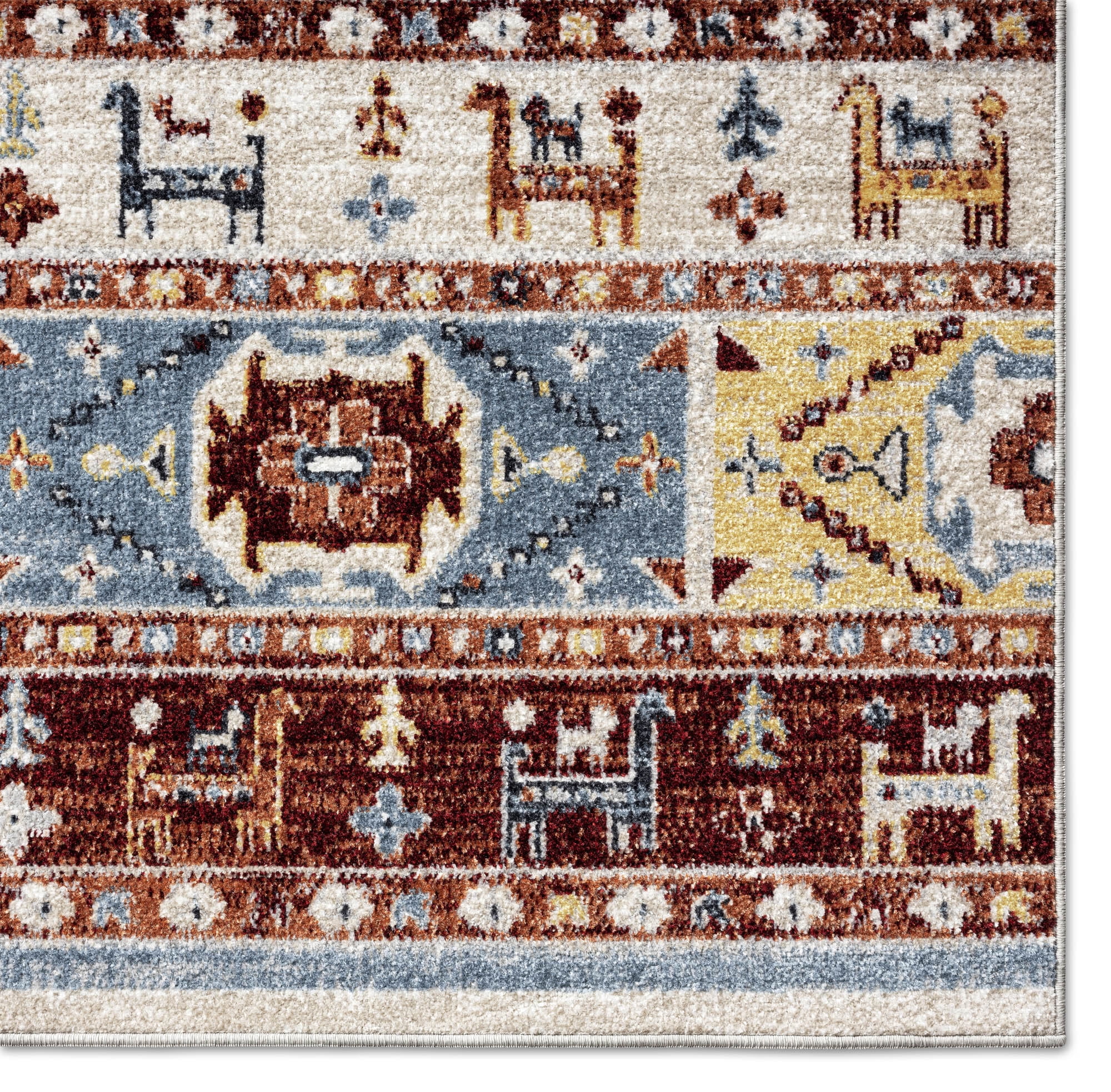 Everwash™ Treasure Heris Southwest Geometric Machine Washable Area Rug, Red/Blue, 6'6"x9'2"