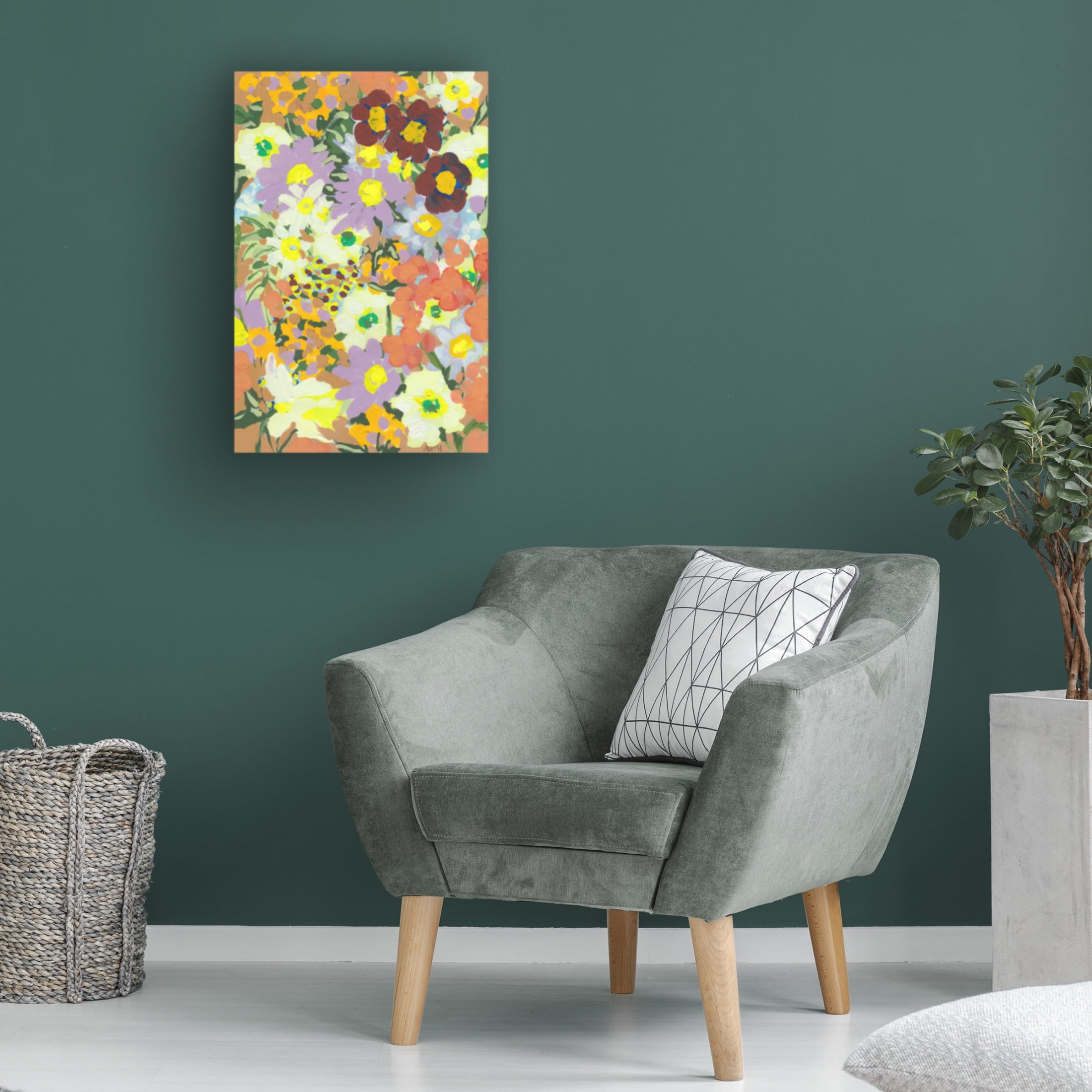 Trademark Fine Art Ania Zwara Violet daisies and orange marigold Canvas Wall Art