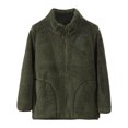 thumbnail image 2 of lkfuzj Boys Girls Plus Plush Coat Toddler Long Sleeve Winter Solid Zippered Coat Jacket Thicken Outerwear Youth Boy(3-16 Years) - Army Green, 2 of 3
