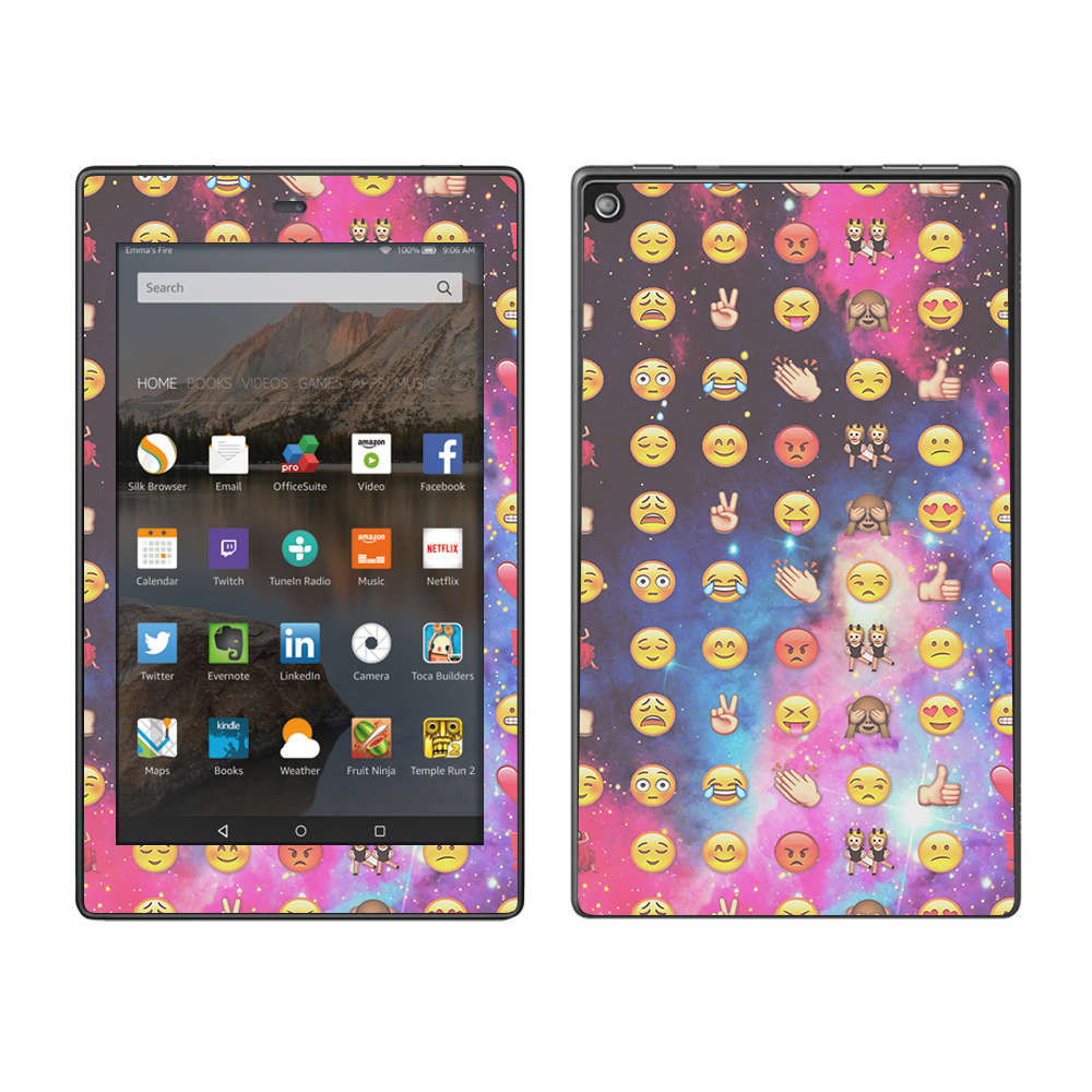 Skin Decal For Amazon Fire Hd 8 Tablet / Emojis In Galaxy Space Peace