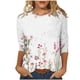 thumbnail image 2 of ICHUANYI Clearance Fashion Woman Round Neck 3/4Sleeve T-Shirt Printing Blouse Tops Sweatshirt(Pink, XXL) ICHUANYI WER2023080905209, 2 of 3