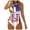 White, variant on BJUTIR Women's Patriotic Tummy Control Tankini Set American Flag Print, Two-Piece Swimsuit, Size L