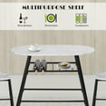 thumbnail image 6 of Round Dining Room Set W/ 2 Chairs & 1 Table, Modern Counter Height Dining Set, Steel Frame Home Kitchen Furniture With White Marble Finish, 6 of 9