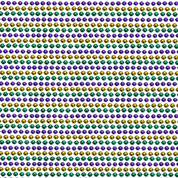 33" 7.5mm Round Metallic Purple, Gold and Green Mardi Gras Beads - 6 Dozen (72 Necklaces)