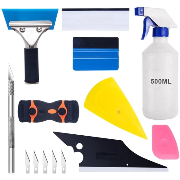 TAVENE 9 Pcs Vehicle Glass Protective Film Installing Tool, Car Window Tint Application Tools Kit, Automotive Film Scrapers Squeegee