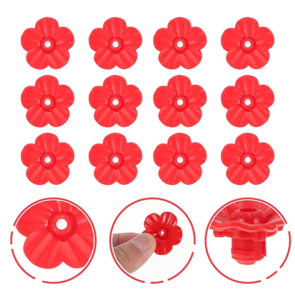 Toyandona Hummingbird Feeder Red Plastic Flower Design for Outdoors 18Pcs