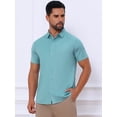 thumbnail image 4 of DARING DIVA Men's Button Down Point Collar Short Sleeve Business Dress Shirt M Blue, 4 of 7