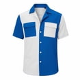 thumbnail image 4 of DayScoop Men Casual Shirts Summer Short Sleeve Shirt Fashion Print Turndown Collar Colorblock Pocket Button Down Loose Tops Tee, 4 of 6