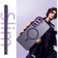 thumbnail image 5 of Design for Samsung Galaxy S21 FE Case Magnetic[Compatible with Magsafe], Translucent Matte Back Full Protective Shockproof Cover Anti-Scratch Phone Case for Galaxy S21 FE 5G, Deep Purple, 5 of 8