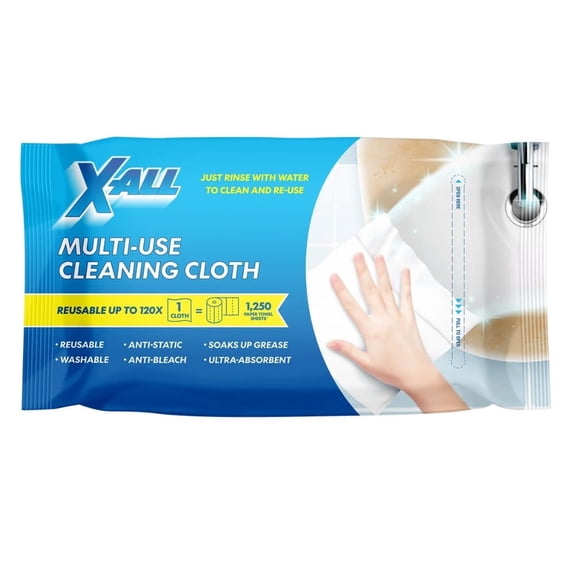 Washable and Reusable Multi-Use Cleaning Wipes Cloth, Microfiber-Towels for Any Surface, 6 Pieces