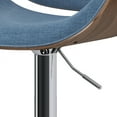 thumbnail image 4 of Marana Blue Linen Bar Stool - Adjustable Swivel Bentwood Stool, Walnut Veneer, Kitchen/Bar Height, Chrome Base, Mid-Century Modern Design, 19.7"D x 21.1"W x 45.3"H, 4 of 9