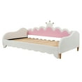 thumbnail image 6 of Twin Extending Daybed with LED Lights, Modern Upholstered Princess Daybed With Crown Headboard,White, 6 of 10