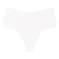 thumbnail image 2 of Fall/Winter Savings! Swuxness Women's Thong Underwear, Women's Panties, Womens Solid Color Ice Silk Seamless No Show Invisible Breathable Comfortable Low Rise Briefs Panties White, L, 2 of 3