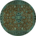 thumbnail image 1 of Ahgly Company Machine Washable Indoor Round Persian Turquoise Blue Traditional Area Rugs, 8' Round, 1 of 4