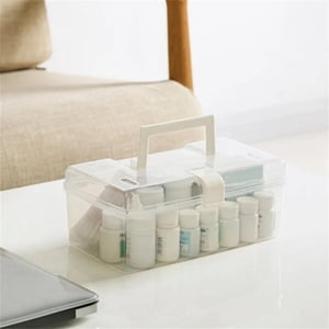 First Aid Boîte de kit TASTAN Boîte de rangement en médecine portable avec poignée & Verrouillage - Organisateur de premiers soins ménagers compacts pour les urgences familiales, garde les médicaments sûrs et bien organisés, blanc
