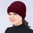 thumbnail image 2 of Beanie for Men Women Skull Cap Beanie Hat Cycling Cap Men's Hats & Caps Running Hat Warm Hat Fisherman Beanie Bonnet for Sleeping Cable Knit Beanie Double Layer Winter Hat Unisex Beanie Red One Size, 2 of 4