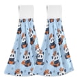 thumbnail image 2 of Panda Pattern Hand Towels 2 Pack Quick Dry Velvet Soft with Velcro Kitchen Bath 14x18in, 2 of 7