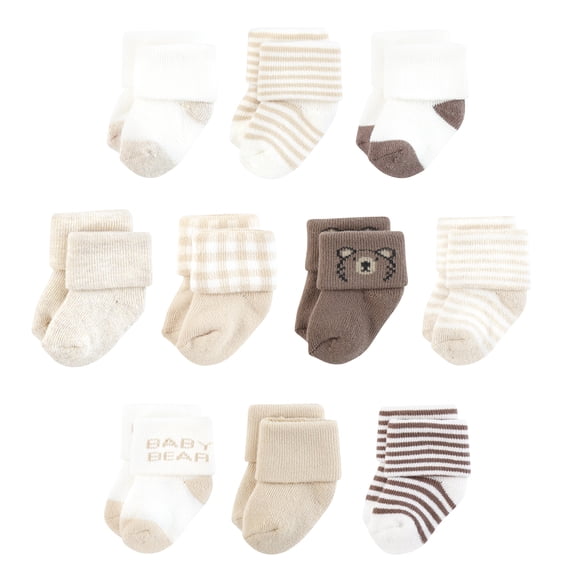 Touched by Nature Infant Boy Organic Cotton Socks, Brown Bear, 0-6 Months