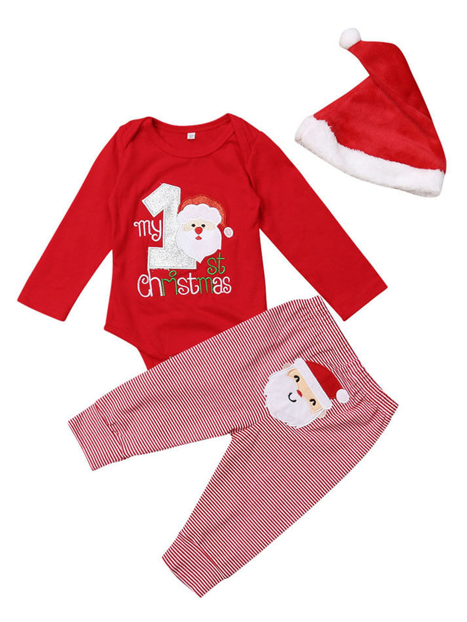 Xmas Newborn Baby Boy Girl Chriatmas Santa Claus Costumes Romper Clothes Set Hot 
