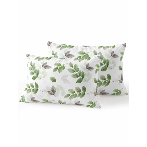 Waterproof Outdoor Throw Pillows with Inserts 12"x20" Set of 2, Green Botanical Fall Soft Decorative Pillowcases for Couch Bedroom, Pastoral Maple Leaf Autumn Pillow Covers for Sofa Living Room