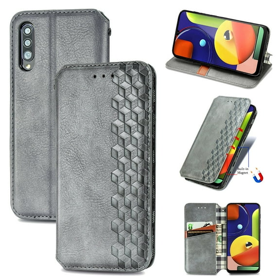 Galaxy A50 Wallet Case, Dteck Premium PU Leather Flip Folio Wallet Case with Card Slot Magnetic Closure Case for Samsung Galaxy A50/A50S/A30S ,Gray