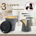 thumbnail image 3 of Lamosi 12 oz Paper Cups with Lids,Disposable Insulated to Go Cups,Ripple Double Wall,Grey 100 Count, 3 of 10