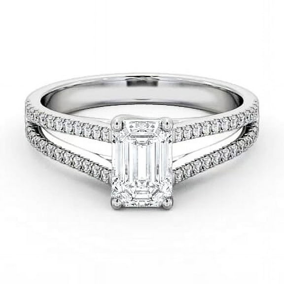 Vivid Jewel 14K White Gold Over Solitaire with Accent Ring - Emerald Cut Excellent 1.6 Ct Diamond Ring For Women's - Classic Engagement Wedding Women's Ring - Latest Engagement Diamond Ring for Her