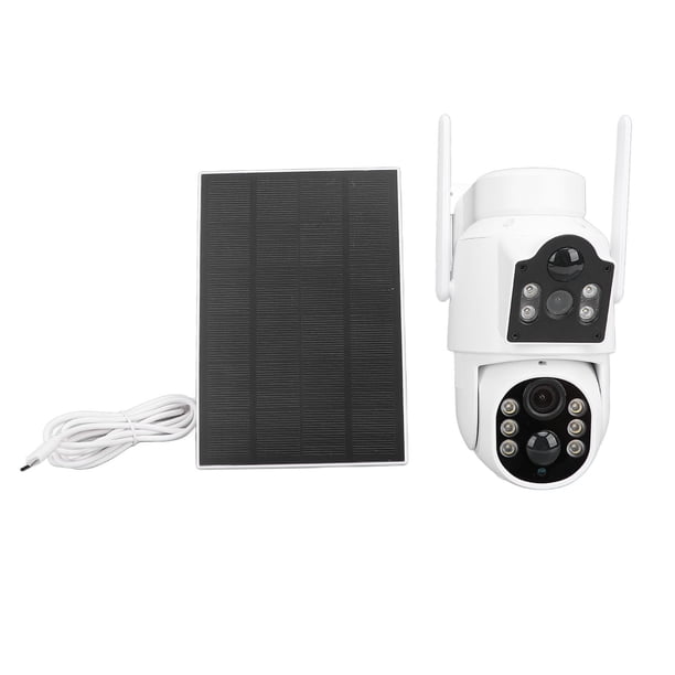 Cámaras de seguridad solar al aire libre, talk de dos 2mp deteccioso de visión nocturna de lente deteca de movimiento de alta definición cámara solar wifi 110 gran