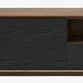 thumbnail image 6 of POVISON Modern Wood Black TV Stand, Lowline Media Console with 4 Drawers, Open Storage Cabinet, Walnut Veneer, Fully-assembled, 78", 6 of 9