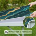 thumbnail image 6 of Teal Gold Marble Pattern Square Fitted Tablecloth with Elastic Edge,Square Table Cover,Washable Elastic Table Cover for Home Kitchen Party Decor 34"x34", 6 of 6