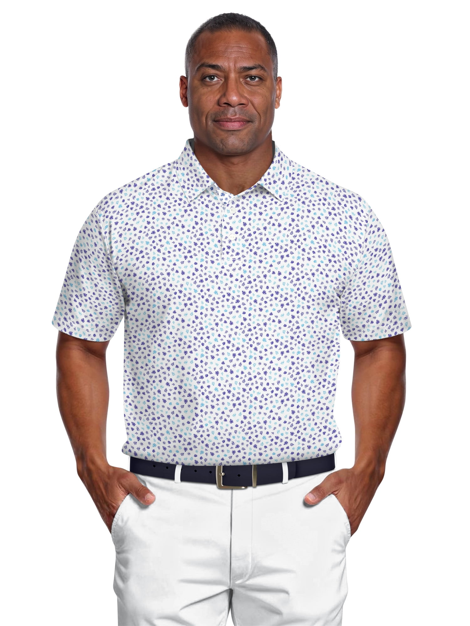 Ben Hogan Men's & Big Men's Performance Micro Fall Leaf Short Sleeve Golf Polo Shirt, Sizes S-5XL