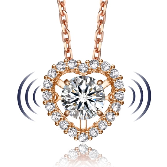 MomentWish Moissanite Heart Pendant Necklaces for Women 925 Sterling Silver,Jewelry Gifts for Anniversary Birthday Wedding