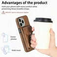 thumbnail image 4 of Decase Wallet Case for iPhone 12 Pro Max, Luxury Shockproof Magnetic PU Leather Credit Card Slot with Built-in 360° Rotation Ring Holder Stand Protective Case, brown, 4 of 8