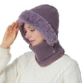 thumbnail image 4 of Breezora Womens Knit Hat Scarf Ear Protector Warm Fashion Versatile Hat Purple, 4 of 4