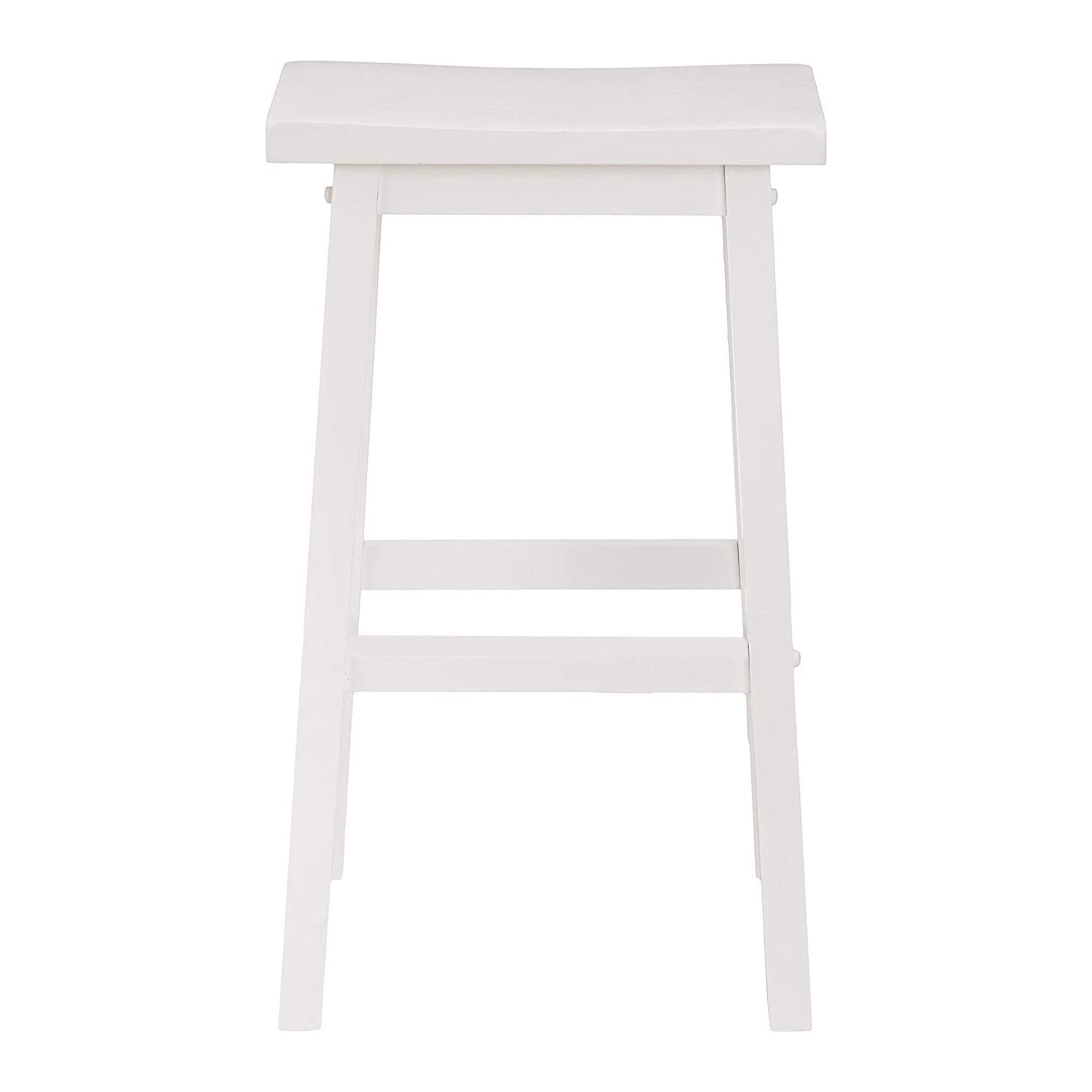 PJ Wood Classic 29'' Saddle Seat Kitchen Bar Counter Stool, White (4 Pack)