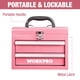 thumbnail image 3 of Cinta metálica rosa pequeña portátil Toolbox WORKPRO con 2 cajones, 3 of 9