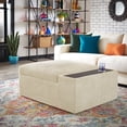 thumbnail image 3 of Weston Home Boucle Fabric Storage Ottoman with Side Table and Casters in Ivory, 3 of 11